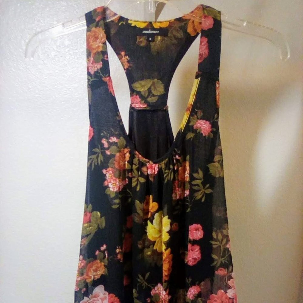 Ambience sheer lined floral sleevless top